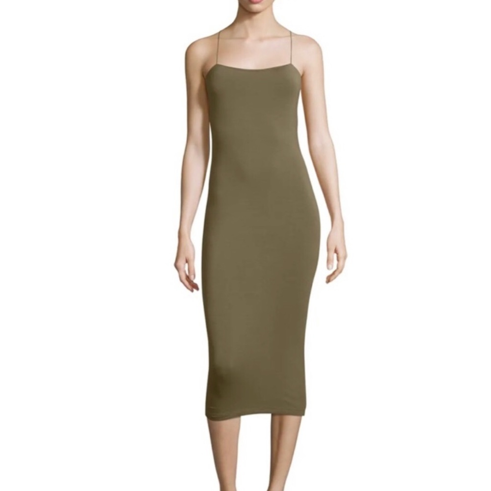ALEXANDER WANG•T Modal Spandex Strappy Cami Tank Dress in Military (Olive) XS - Picture 9 of 10